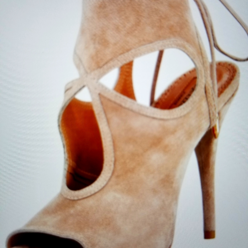 Aquazzura Sexy Thing Wrap Heeled Sandal Booties Size 39 US 9